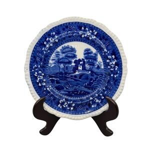Vintage Copeland Spode Tower Plate 9.5 " Blue White Gadroon Edge Transfer Ware